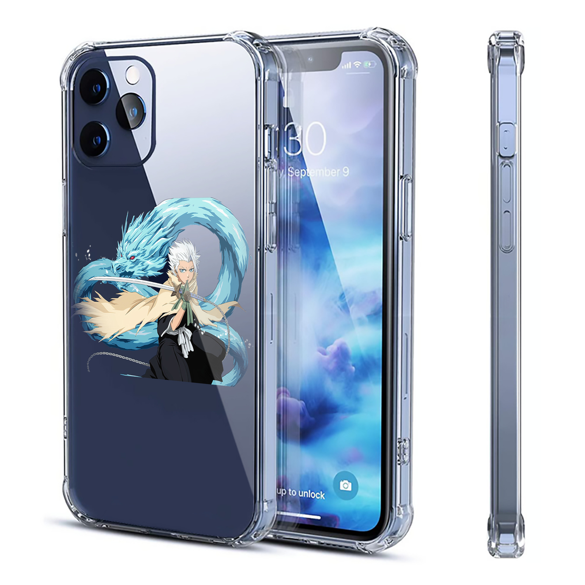 （画像用） ブリーチ 日番谷冬獅郎（ひつがや とうしろう） BLEACH Hitsugaya Toushirou 【iPhone 12シリーズ対応】透明スマホケース（クリアソフトケース）